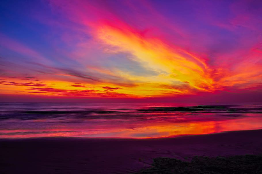 waves bashing on shore during sunset, sky, cloud - sky, water