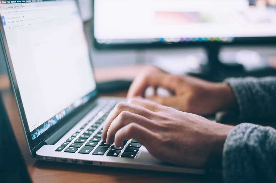 person using MacBook Pro, technology, computer, wireless technology HD wallpaper