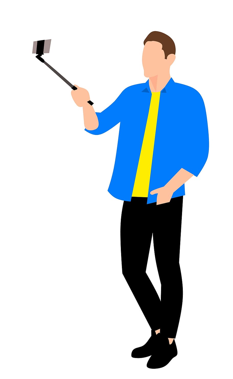 Illustration of man using a selfie stick., isolated, full, guy HD wallpaper