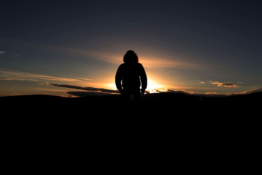 sunset, dusk, dawn, silhouette, sky, people, landscape, outdoors, HD wallpaper