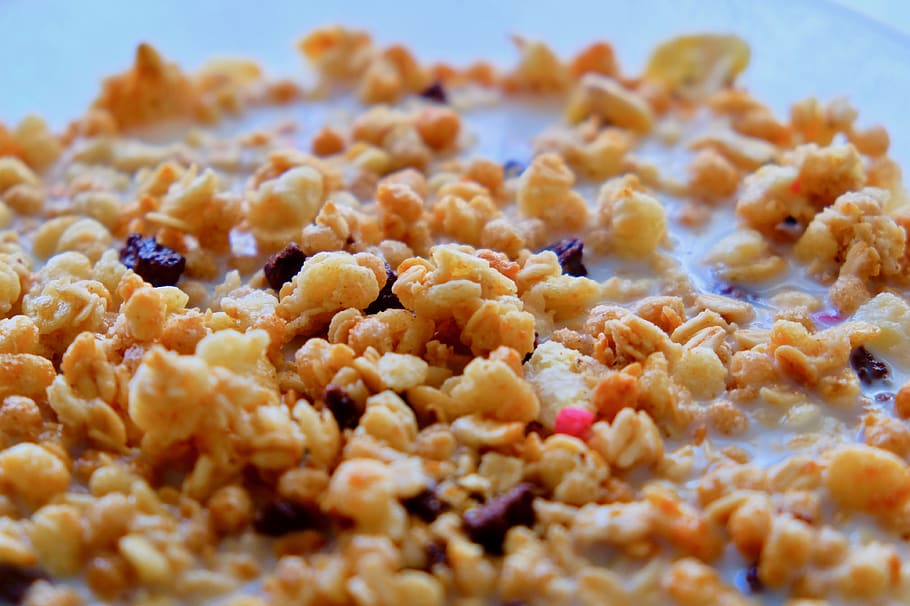 cereals, milk, breakfast, bowl, sweets, food, food and drink HD wallpaper