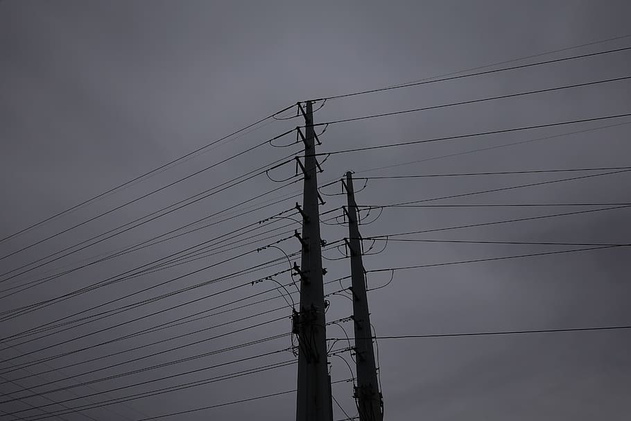 utility post, electricity, cable, technology, power line, power supply HD wallpaper