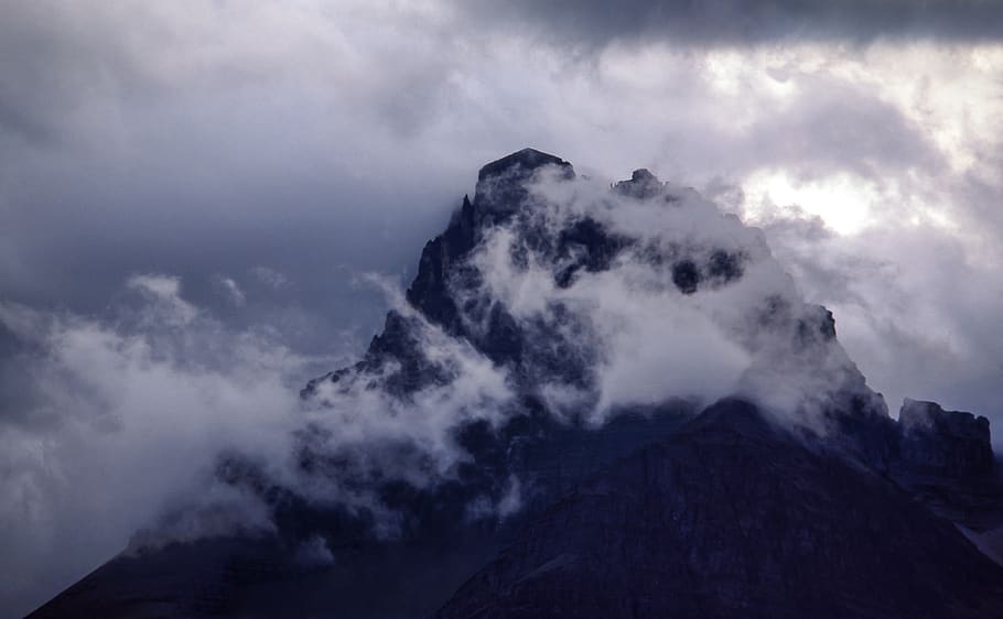 cloud, fog, hill, mountain, highland, summit, peak, ridge, landscape HD wallpaper