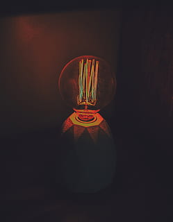 multicolored table décor jar, lamp, light, flare, led, furniture HD wallpaper