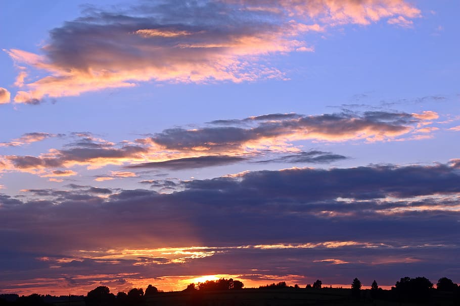 White Clouds and Blue Sky during Golden Hour, dawn, nature, sunrise HD wallpaper