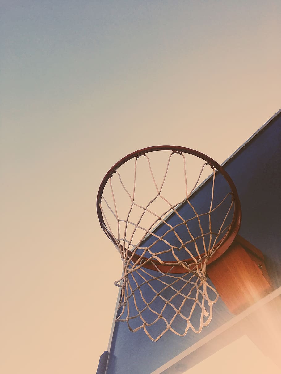 basketball, net, minimal, minimalistic, sun, summer, nature, HD wallpaper