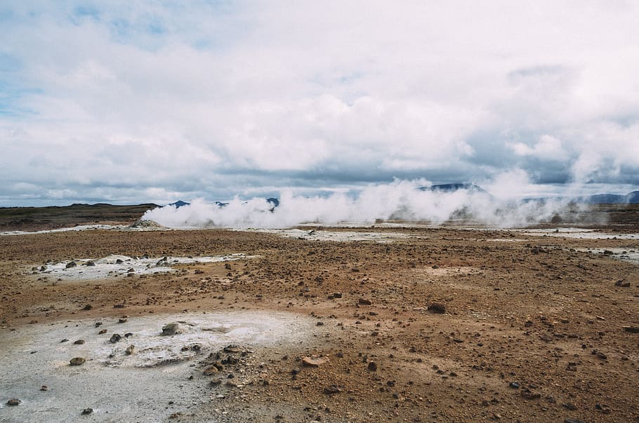 dirt, mud, ground, earth, clouds, sky, mountains, environment HD wallpaper