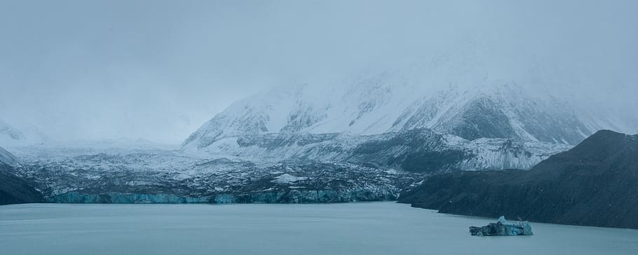 gray and white mountain under sky, snow, glacier, nature, outdoors HD wallpaper