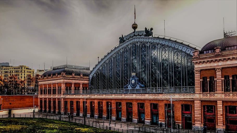 station, railway, madrid, architecture, built structure, building exterior HD wallpaper