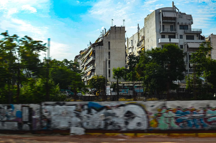 greece, athens, urban, building, city, urban decay, graffiti, HD wallpaper