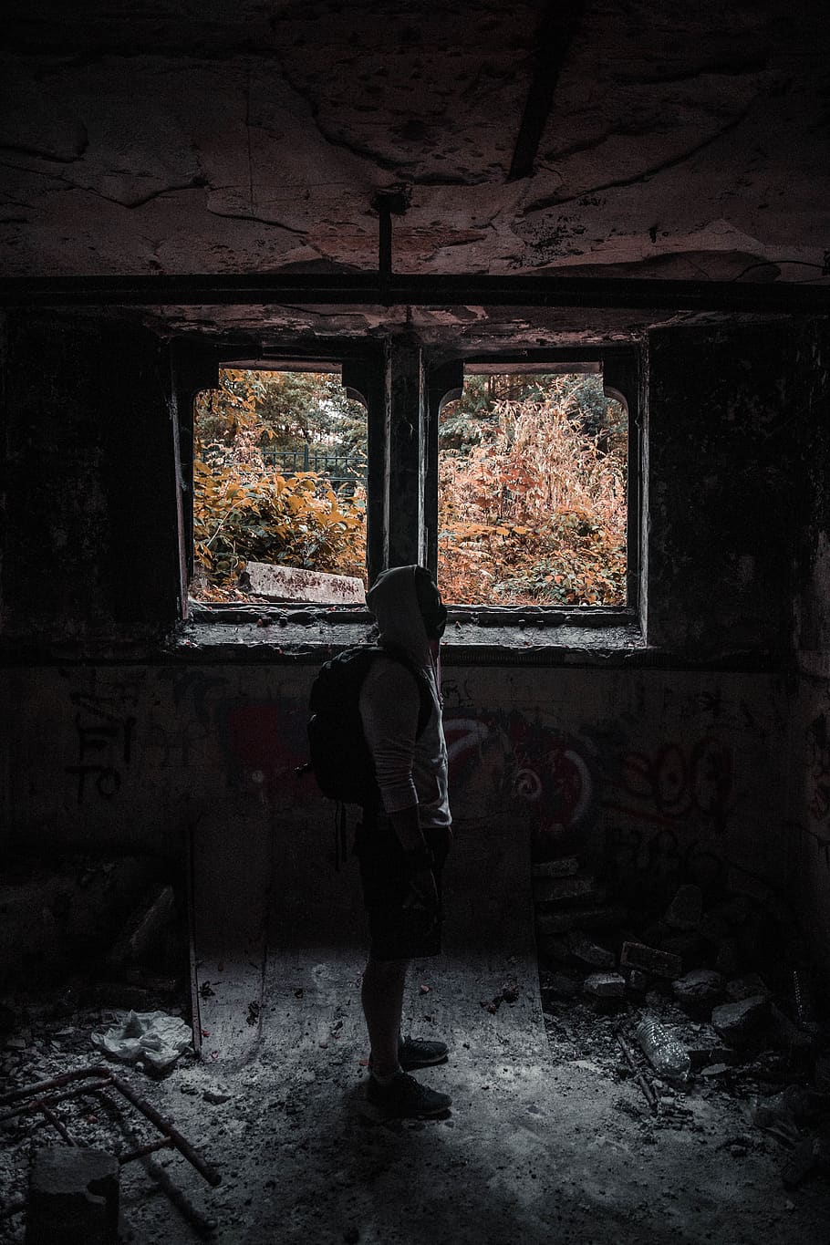 man standing inside the room, abandoned, one person, indoors HD wallpaper