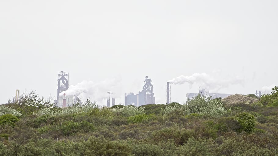 building, factory, refinery, pollution, bloemendaal, kennemer duinen HD wallpaper