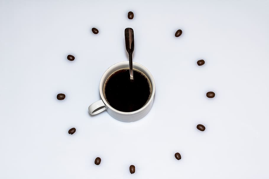 Spoon in Mug, beverage, break, caffeine, coffee, coffee beans HD wallpaper