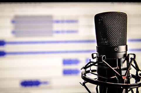 Black Recordering Microphone, audio, device, macro, podcast, recording HD wallpaper