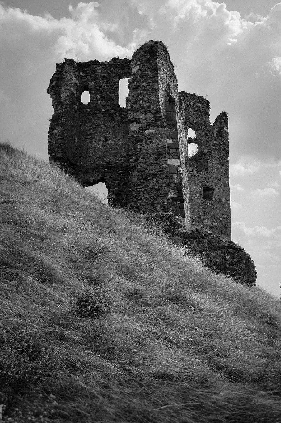 ruins, castle, blue, sky, architecture, building, old, wall HD wallpaper