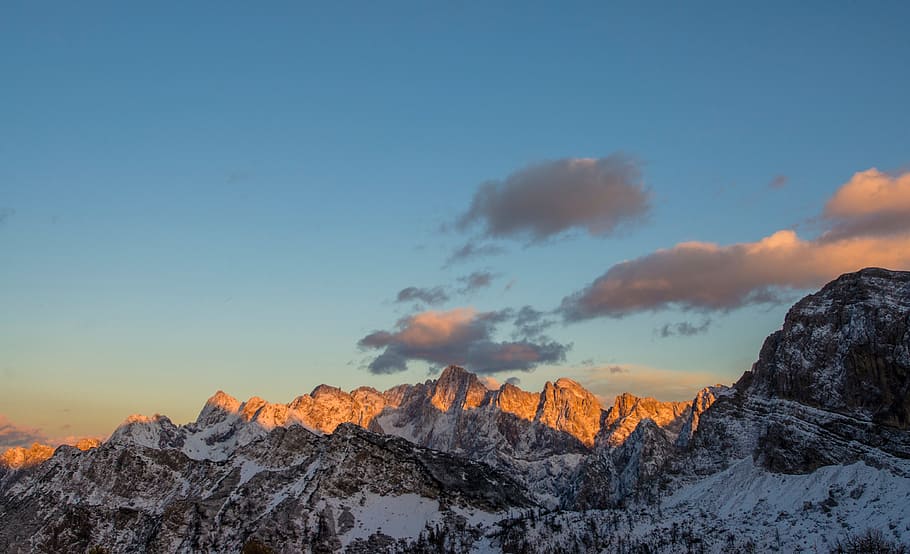 landscape, wilderness, mountain, snow, cloud, sky, sunrise, HD wallpaper