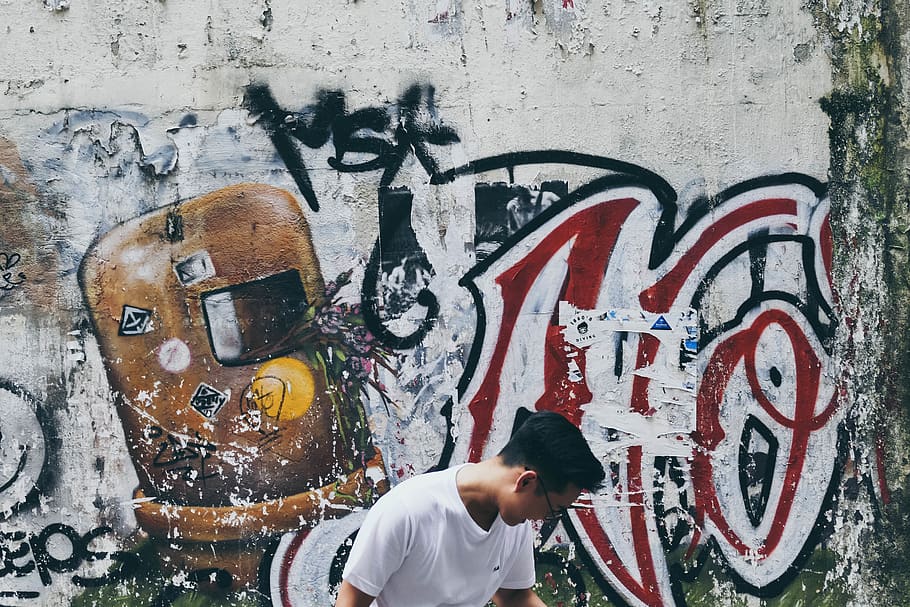 hong kong, hong kong island, hongkongwall, graffiti, selfportrait, HD wallpaper