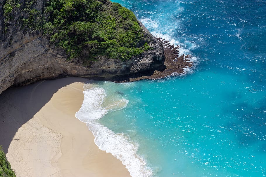 green trees, water, sea, beauty in nature, scenics - nature, land HD wallpaper