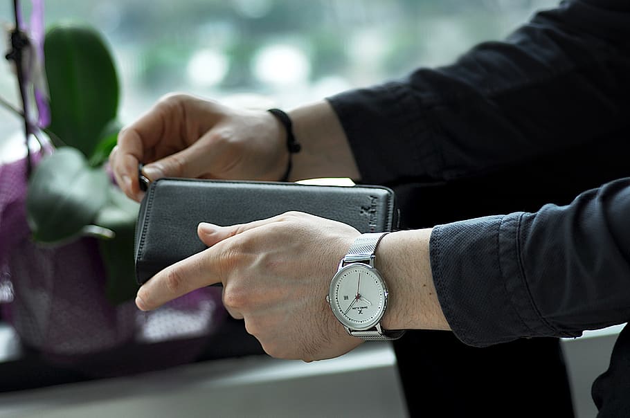 daniel klein, wallet, image, wristwatch, black, flower, bracelet HD wallpaper