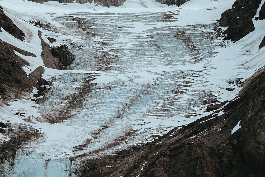 snowcapped land, nature, mountain, outdoors, ice, glacier, grey HD wallpaper
