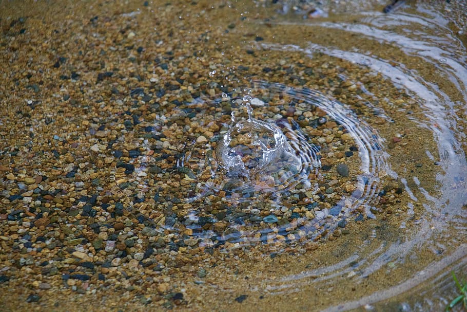 raindrop, water, pebbles, high angle view, nature, full frame HD wallpaper