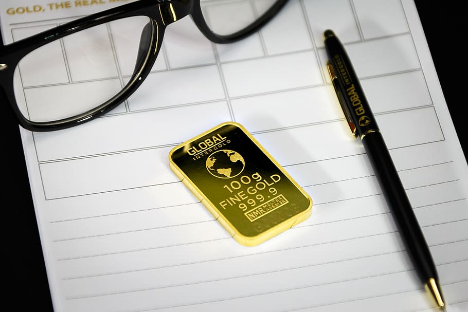 Black Click Pen on White Paper, eyeglasses, gold, notebook, work HD wallpaper