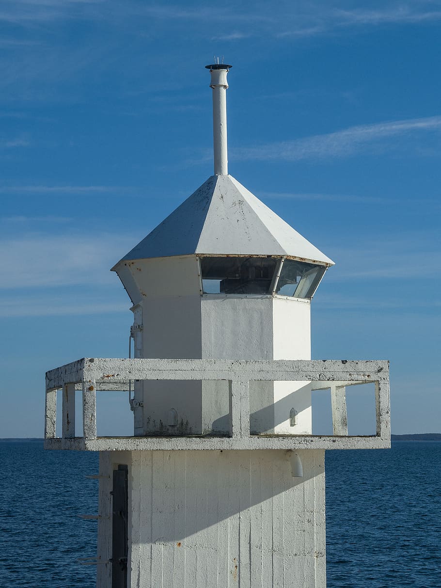 finland, kustavi, old, lighthouse, by the sea, rust, sky, water HD wallpaper