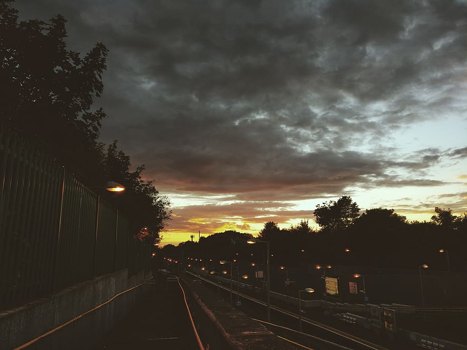 ireland, killester, train station, sunset, light, vsco, m3 HD wallpaper