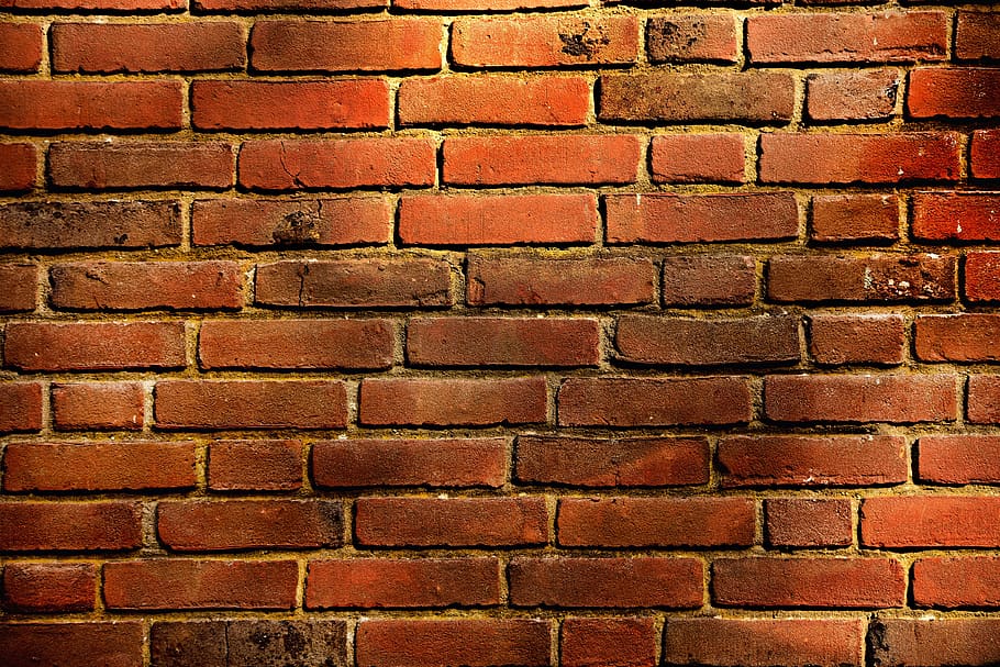 red brick wall, brickwork, mortar, cement, texture, background HD wallpaper