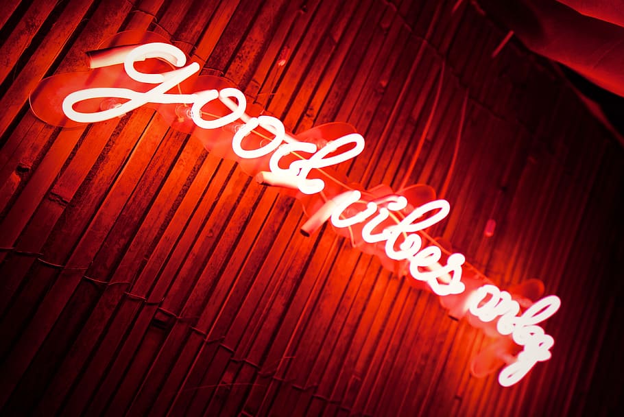 Download Good Vibes Only Neon Red Aesthetic Vibes Wallpaper