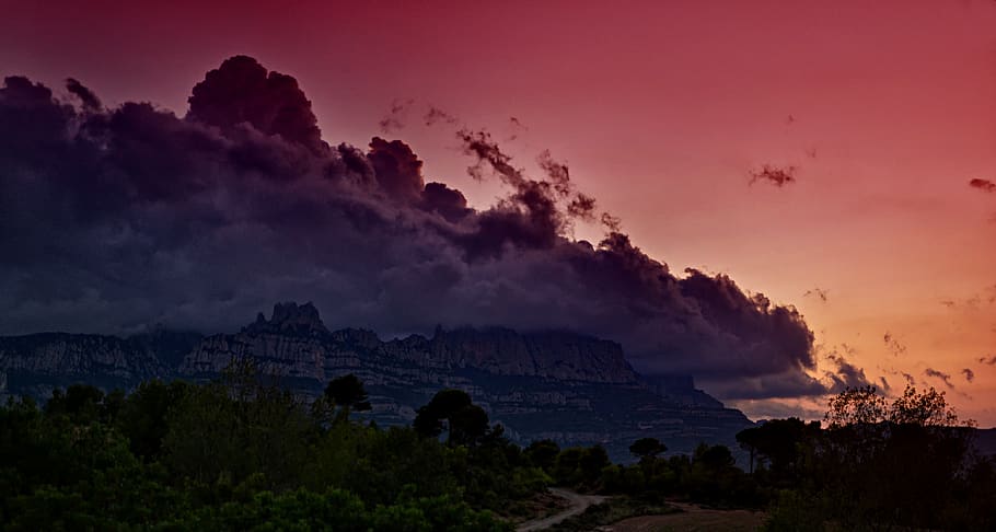 landscape, mountain, sky, red, sunset, beauty in nature, scenics - nature HD wallpaper
