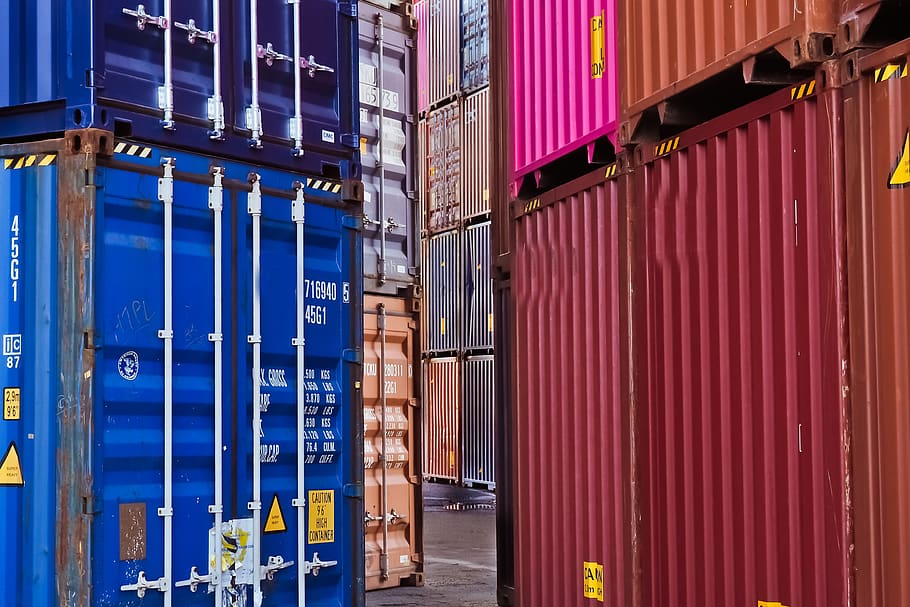 container, container port, cargo, transport, shipping, delivery HD wallpaper