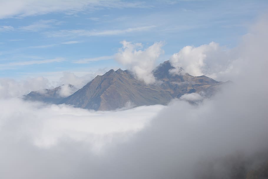 mountains, cloud, sky, panorama, fog, hills, pics, landscape HD wallpaper