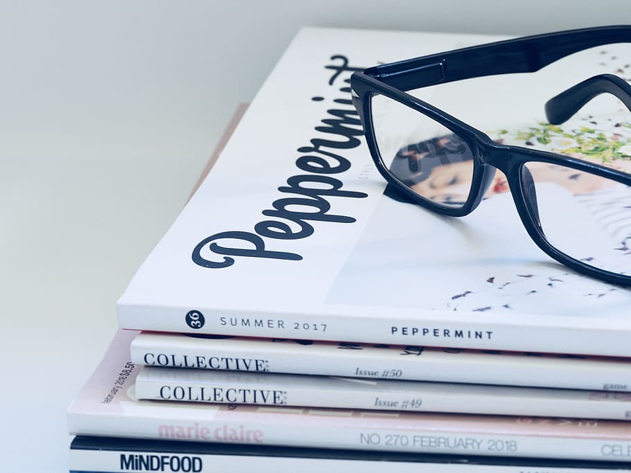 Photo of Eyeglasses On Top of Magazines, knowledge, learn, literature HD wallpaper