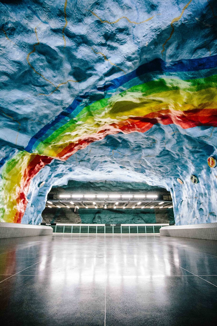 architecture, art, subway, underground, multi colored, water HD wallpaper