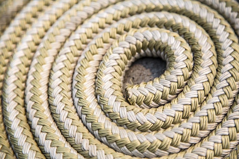 Yellow and White Decor, blur, close-up, focus, pattern, rope, HD wallpaper