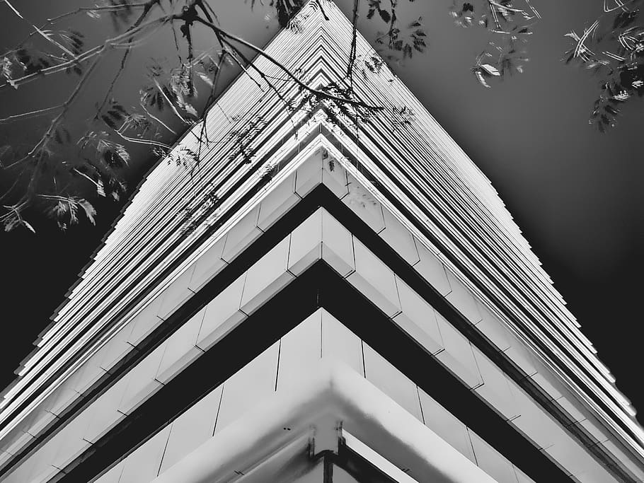architecture, black and white, built structure, low angle view HD wallpaper