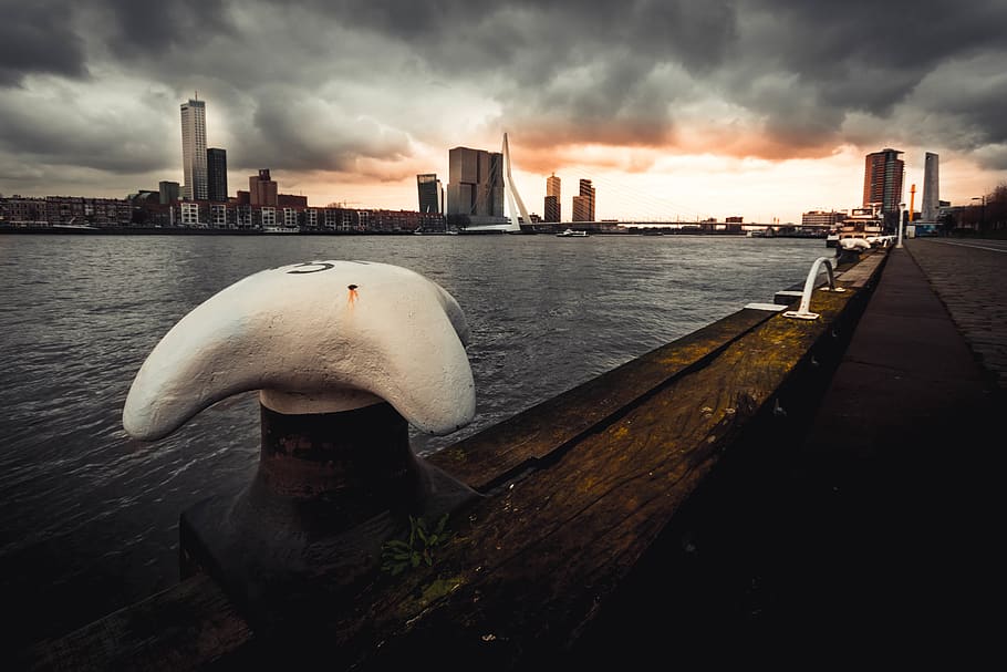 building, skyline, harbour, rope, bridge, abstract, water, dutch HD wallpaper
