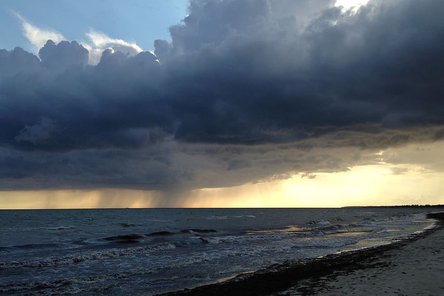 denemarken, dannemare, rain, clouds, dark, sea, danmark, sunset HD wallpaper