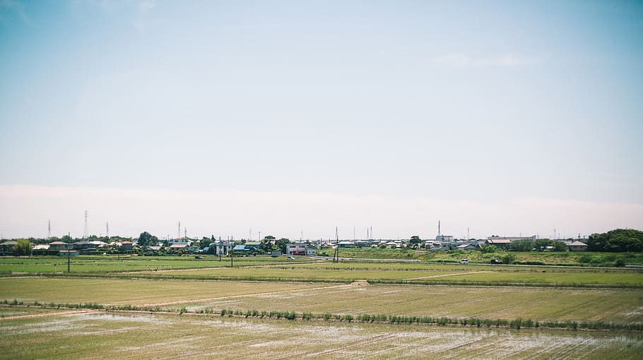 view, panorama, field, japan, mood, pastel, sky, landscape HD wallpaper