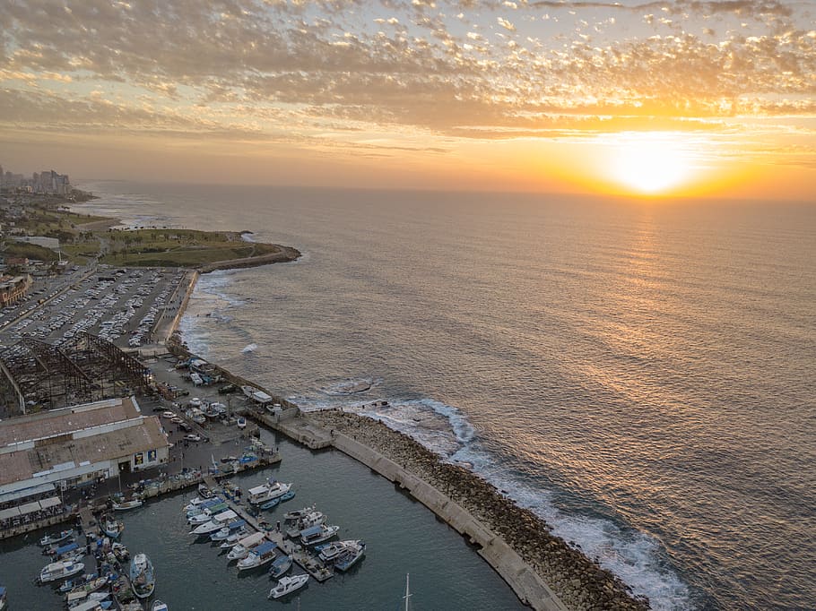 aerial ocean wave, water, sunset, sky, sea, high angle view, transportation HD wallpaper