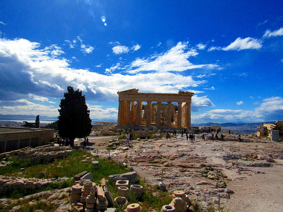 greece, athens, acropolis, cloud - sky, architecture, built structure HD wallpaper