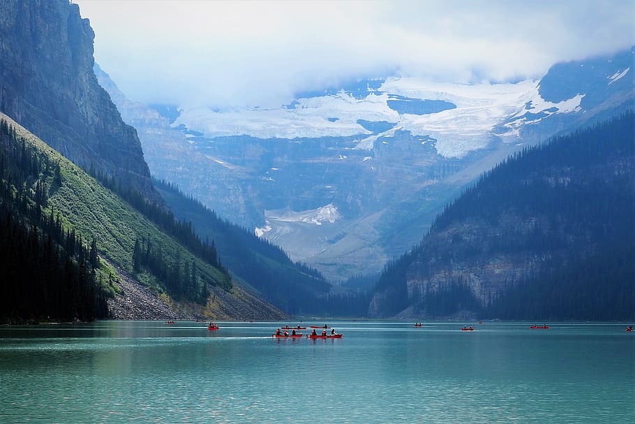 HD wallpaper: lake louise, alberta, canada, landscape, banff, summer ...