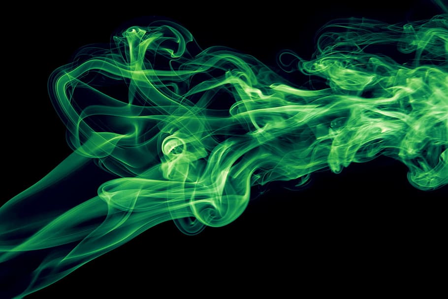 green, smoke, abstract, abstraction, addiction, air, aroma