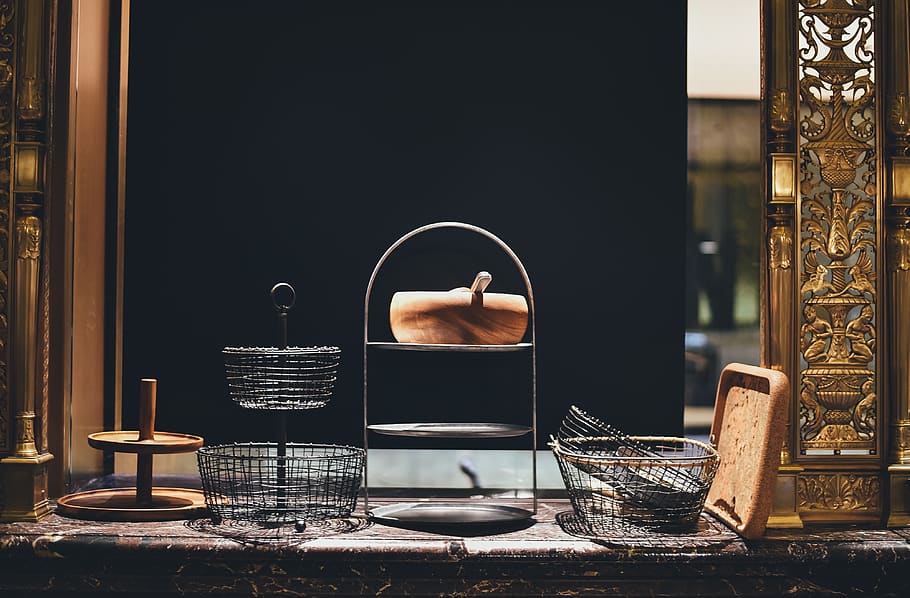 collective, crew, interior, cake stand, wire, basket, indoors, HD wallpaper