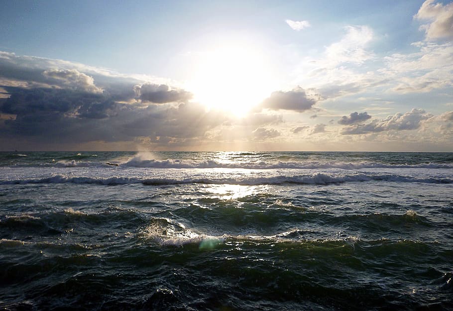 sun, sunbeam, sunset, sky, sunlight, clouds, mood, atmosphere HD wallpaper