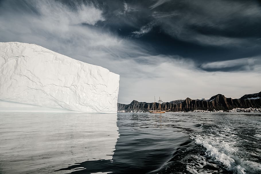 ice berg, nature, outdoors, snow, mountain, vehicle, boat, transportation HD wallpaper
