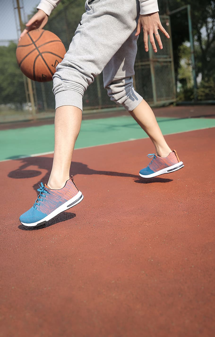 Person Dribbling Basketball, athlete, exercise, feet, footwear