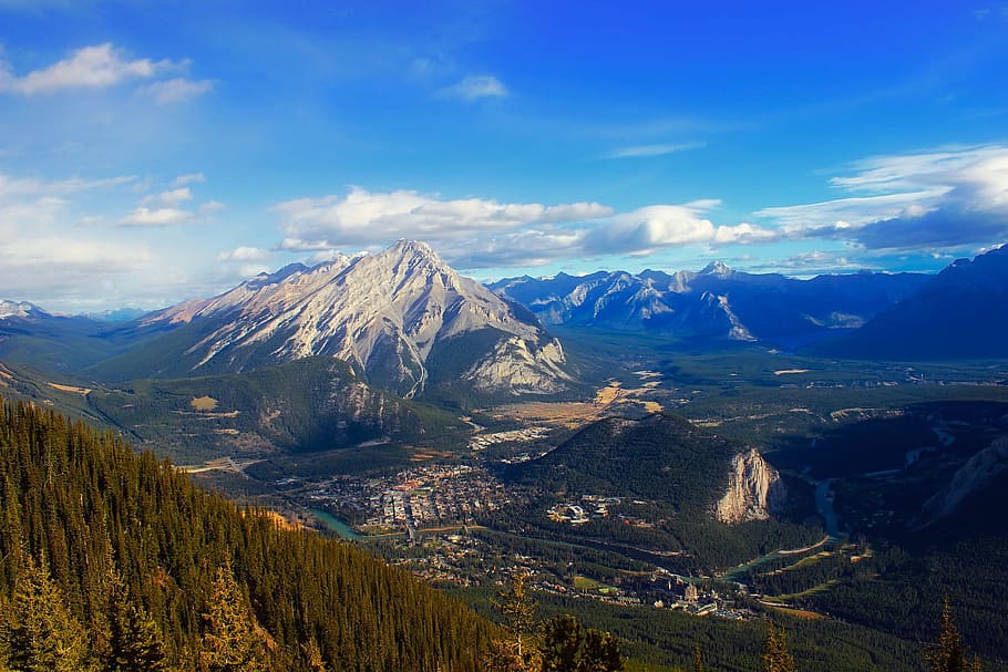 Scenic View of Mountains Against Sky, Alberta, canada, daylight HD wallpaper