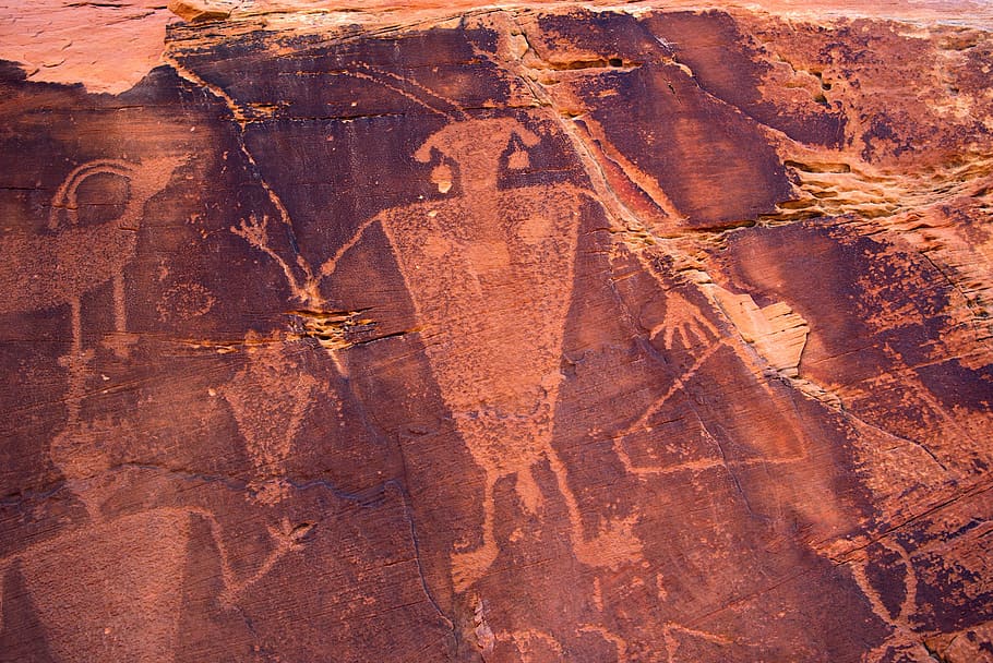 cub creek petroglyphs, petroglphs, rock, art, figure, ancient, HD wallpaper